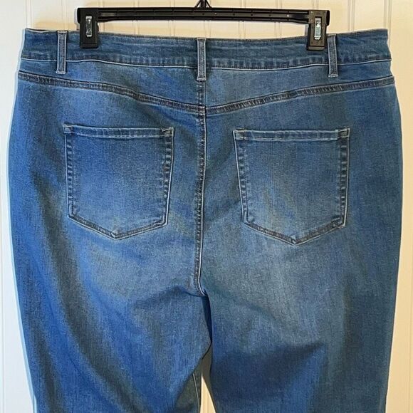 Wax Jeans Boot Cut Frayed Hem Jeans Women’s 22 Plus Blue Stretch Classic Western - Picture 7 of 9